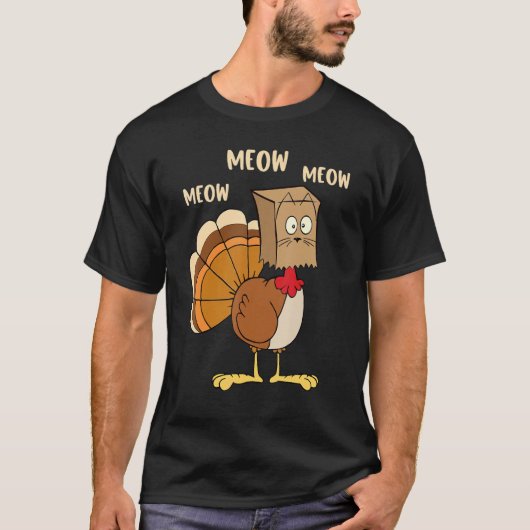Thanksgiving Cat  Fake Cat Meow Thanksgiving Turke T-Shirt (Vorderseite)