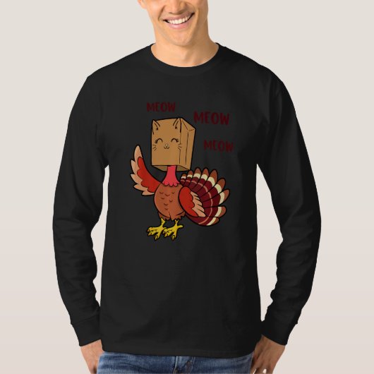 Thanksgiving Cat  Fake Cat Meow Thanksgiving Turke T-Shirt (Vorderseite)