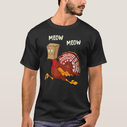 Thanksgiving Cat  Fake Cat Meow Thanksgiving Turke T-Shirt (Vorderseite)