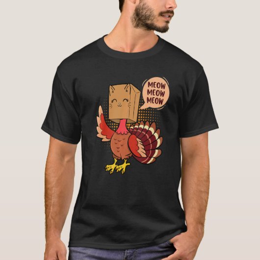 Thanksgiving Cat  Fake Cat Meow Thanksgiving Turke T-Shirt (Vorderseite)