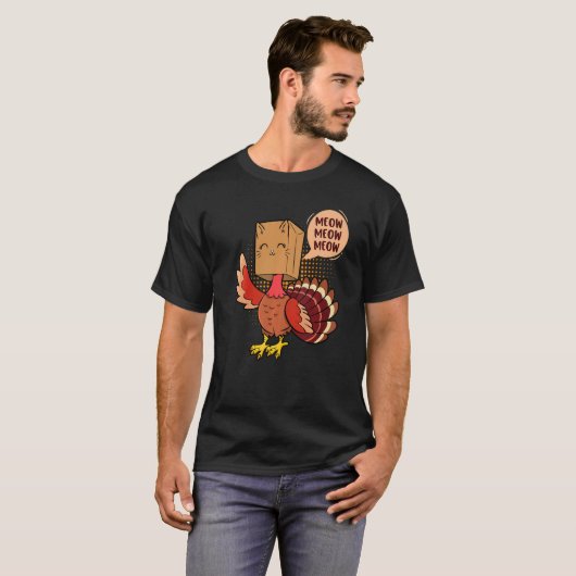 Thanksgiving Cat  Fake Cat Meow Thanksgiving Turke T-Shirt (Vorne ganz)