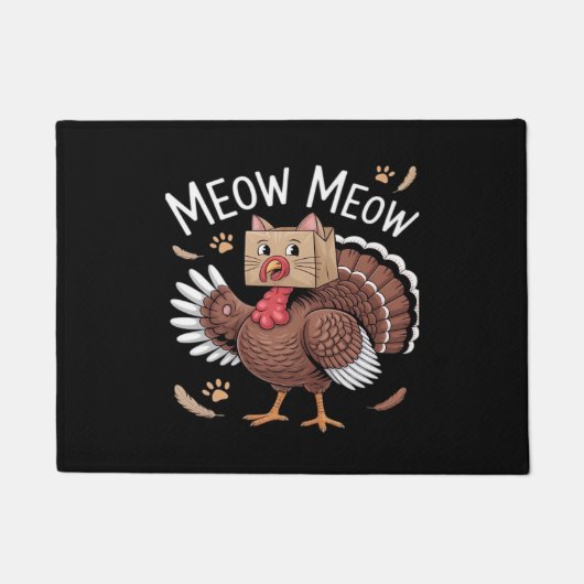 Thanksgiving Cat Funny Fake Cat Meow Thanksgiving Fußmatte (Vorderseite)