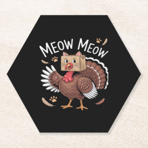 Thanksgiving Cat Funny Fake Cat Meow Thanksgiving Untersetzer