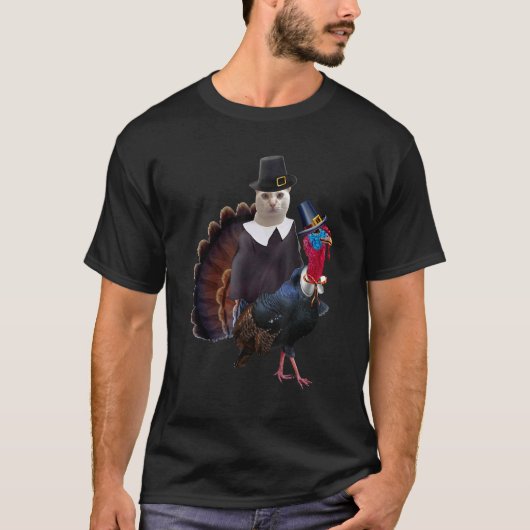 Thanksgiving Cat Pilgrim Costume Thanksgiving Turk T-Shirt (Vorderseite)