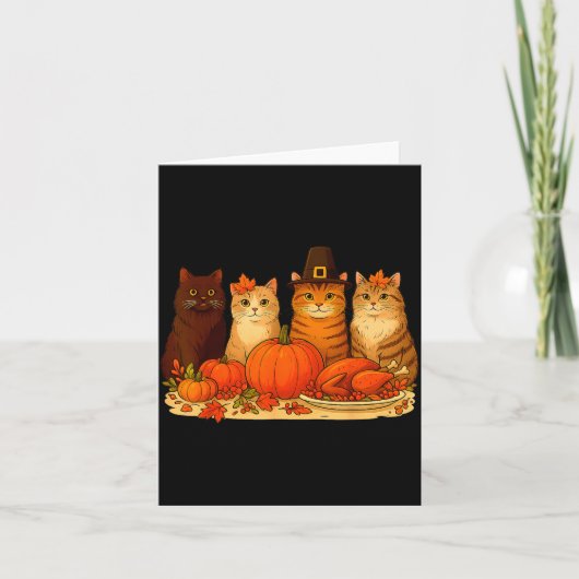 Thanksgiving Cats Dinner Pumpkin Autumn Men Women  Karte (Vorderseite)