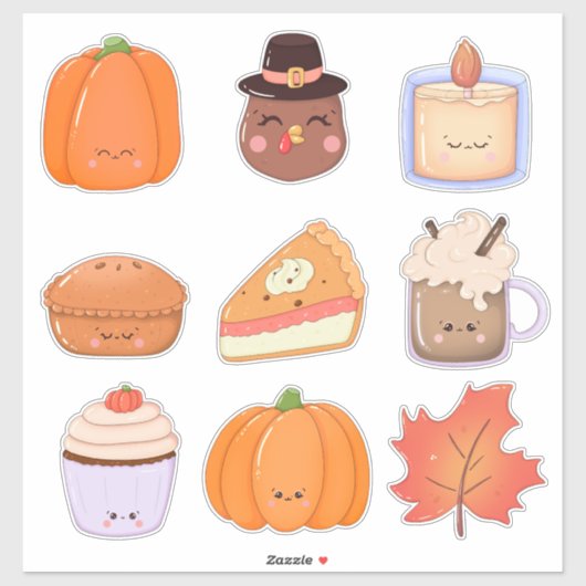 Thanksgiving Clipart Aufkleberbogen Aufkleber (Blatt)
