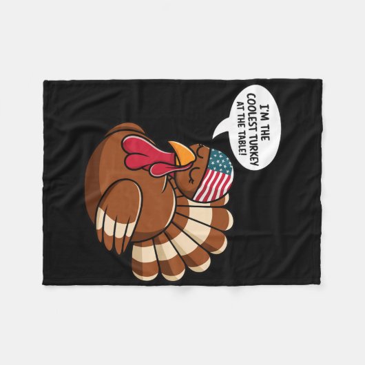 Thanksgiving Coolest Turkey At The Table Thanksgiv Fleecedecke (Vorderseite (Horizontal))