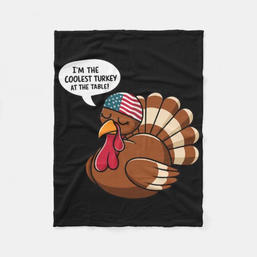 Thanksgiving Coolest Turkey At The Table Thanksgiv Fleecedecke (Vorderseite)