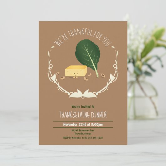 Thanksgiving Cornbread Collard Green Black Eye Pea Einladung (Stehend Vorderseite)