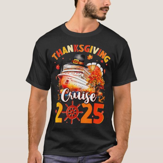 Thanksgiving Cruise 2025 Funny Turkey Pumpkin Leav T-Shirt (Vorderseite)