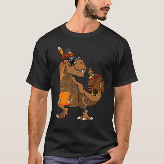 Thanksgiving Dabbing Turkey Rex Dinosaur Costume K T-Shirt (Vorderseite)
