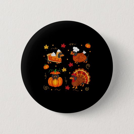Thanksgiving Dachshund Weiner Dog Turkey Cute Pump Button (Vorderseite)
