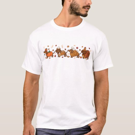 Thanksgiving Dachshunds Parade Cute Fall Wiener D T-Shirt (Vorderseite)