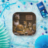 Thanksgiving Day Bear Turkey Dinner Pappteller (Party)