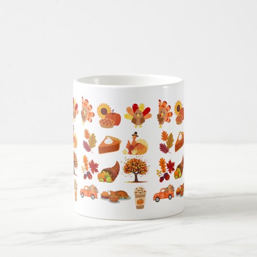 Thanksgiving Day Collage Kaffeetasse (Mittel)