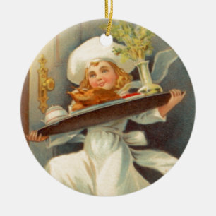 Thanksgiving Day Mädchen Chef Vintage Ornament