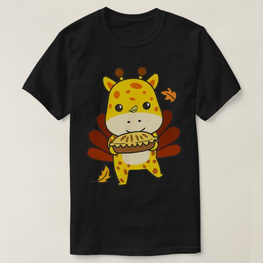 Thanksgiving-Day Outfits Turkey Giraffe with Apple T-Shirt (Design vorne)