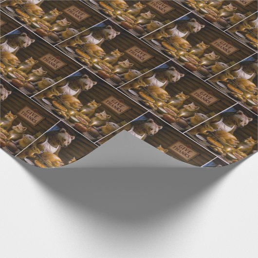 Thanksgiving Day Turkey Dinner With Wildlife Geschenkpapier (Ecke)