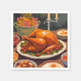 Thanksgiving-Dinner-Feiertag-Wasserfarbe Serviette
