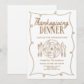 Thanksgiving Dinner Invitation Vintage Einladung (Vorne/Hinten)