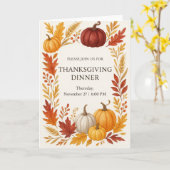 Thanksgiving Dinner Invitation Watercolor Pumpkins Karte (Gelbe Blume)