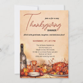 Thanksgiving Dinner invitation with Autumn Feast Einladung
