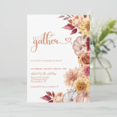 Thanksgiving Dinner Invite Pumpikns and flowers Einladung (Stehend Vorderseite)