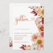 Thanksgiving Dinner Invite Pumpikns and flowers Einladung (Vorne/Hinten)