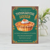 Thanksgiving Dinner Pumpkin pie Brown Einladung (Stehend Vorderseite)