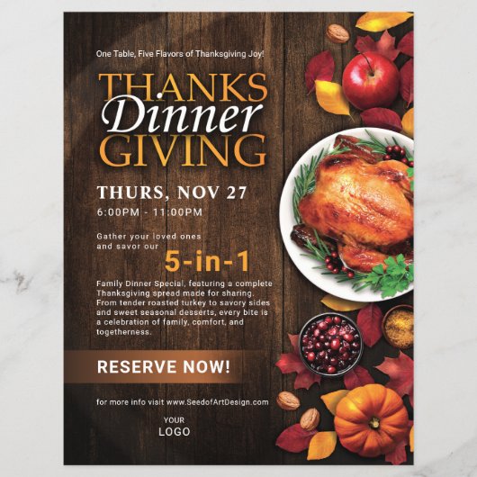 Thanksgiving Dinner Restaurant Special Event Flyer (Vorne)