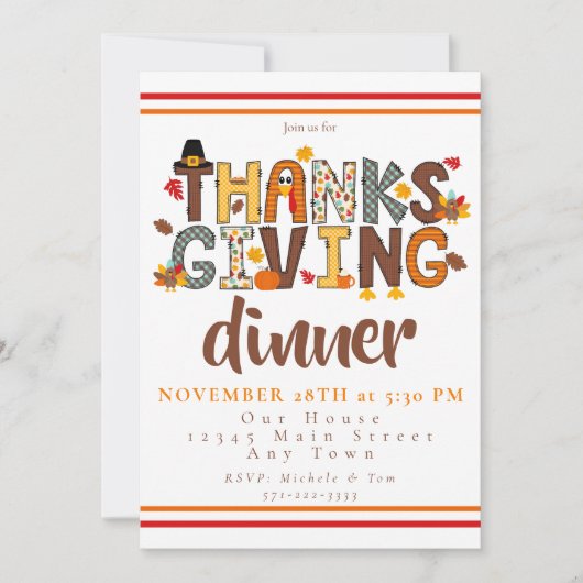 Thanksgiving Dinner Script Festive Einladung (Vorderseite)