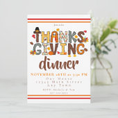  Thanksgiving Dinner Script Festive  Einladung (Stehend Vorderseite)