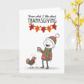 Thanksgiving Doodle Card with Coffee & Turkey Karte (Gelbe Blume)