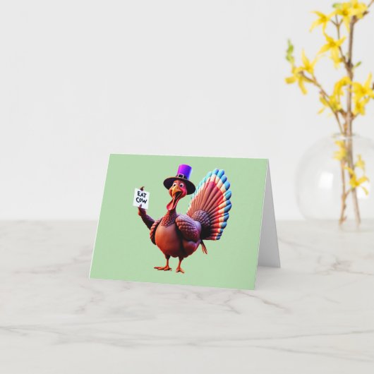 Thanksgiving "Eat Cow" Turkey Karte (Gelbe Blume)