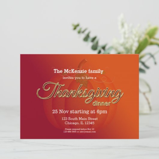 Thanksgiving Einladung (Stehend Vorderseite)