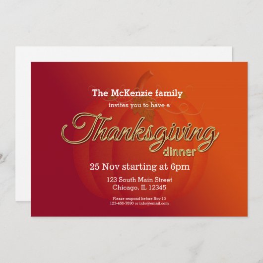 Thanksgiving Einladung (Vorne/Hinten)