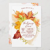 Thanksgiving Fall Leaves Dinner Invitation Einladung (Vorne/Hinten)