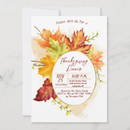 Thanksgiving Fall Leaves Dinner Invitation Einladung
