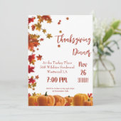 Thanksgiving Fall Leaves Pumpkin Dinner Invitation Einladung (Stehend Vorderseite)