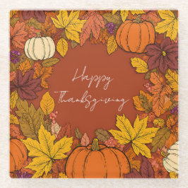 Thanksgiving Fall Pumpkin Greetings Glasuntersetzer