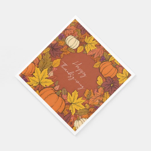 Thanksgiving Fall Pumpkin Greetings Serviette (Ecke)