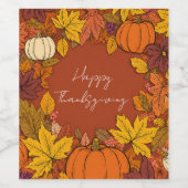 Thanksgiving Fall Pumpkin Greetings Weinetikett (Einzelnes Label)