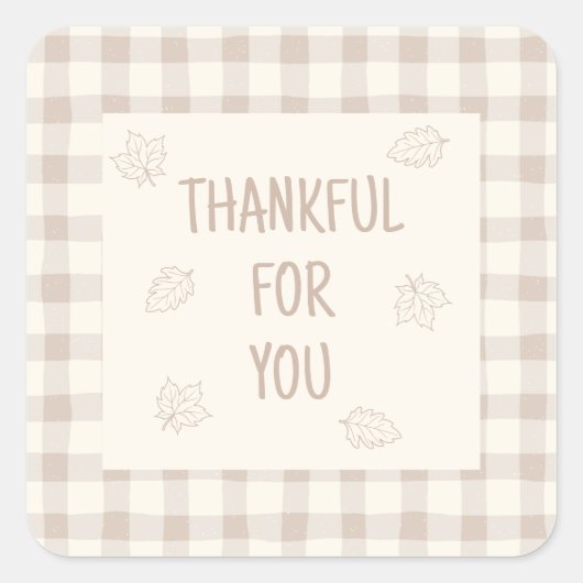Thanksgiving Favor Gift Tag Quadratischer Aufkleber (Vorderseite)