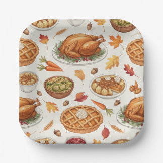 Thanksgiving Feast, Dinner Paper Plate Pappteller