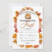 Thanksgiving Feast Invitation Autumn Floral Einladung (Vorderseite)