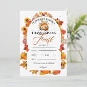 Thanksgiving Feast Invitation Autumn Floral Einladung (Stehend Vorderseite)