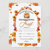 Thanksgiving Feast Invitation Autumn Floral Einladung (Vorne/Hinten)