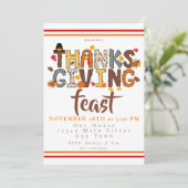 Thanksgiving Feast Script Festive  Einladung (Stehend Vorderseite)