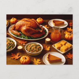 Thanksgiving Feast Table Postcard Feiertagspostkarte