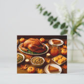Thanksgiving Feast Table Postcard Feiertagspostkarte (Stehend Vorderseite)